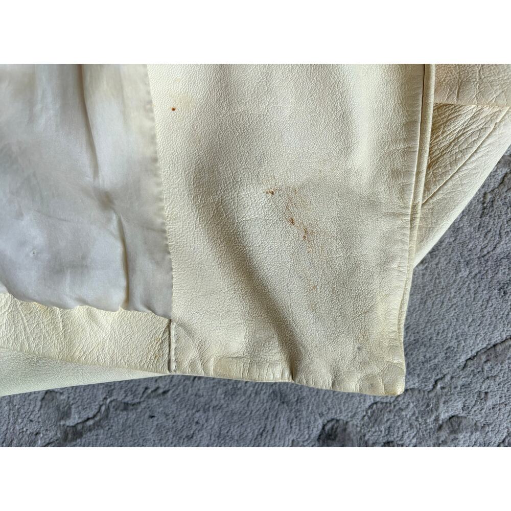 Eileen Fisher Women's Cream Ivory Lambskin Leather Jacket L/XL Vintage Drape - Picture 6 of 9